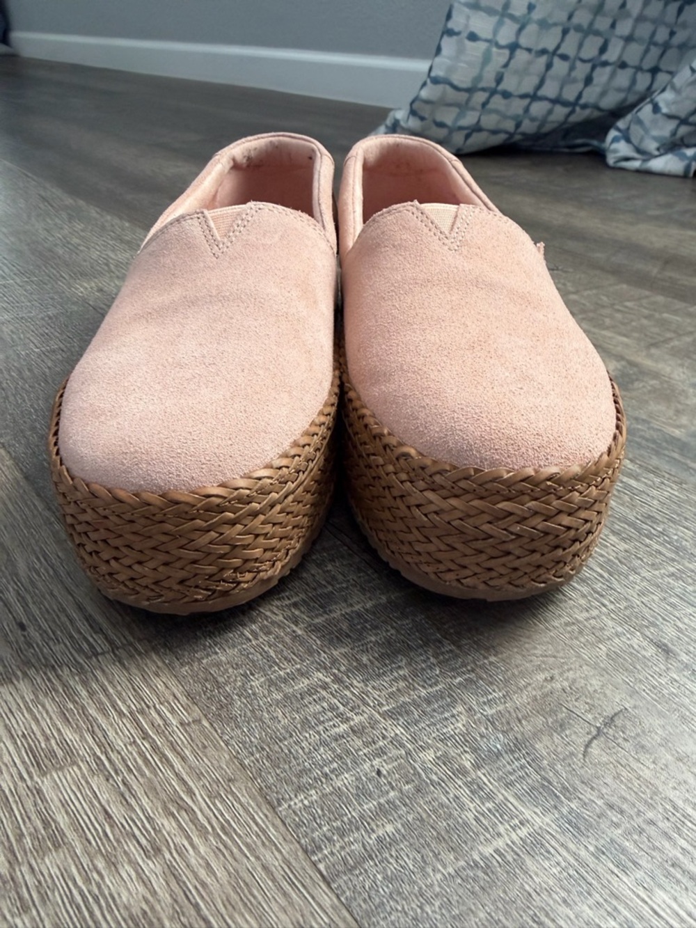 Toms Pink Suede Platform Espadrille Slip-Ons